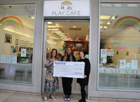 Aurora donate Cheque to Halo Children's Foundation
